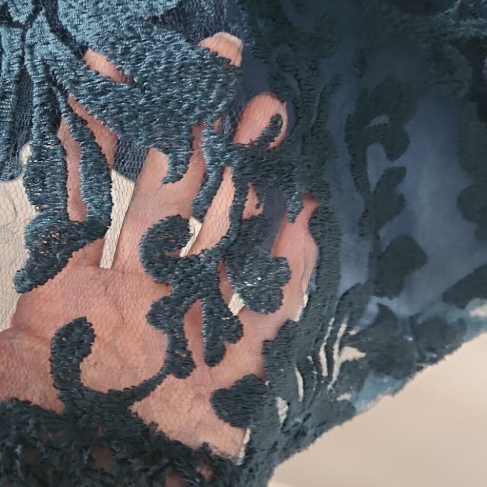 TADASHI SHOJI | Embroidered Lace Sheath Dress Teal green sz 14Q - Picture 7 of 7